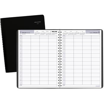 AT-A-GLANCE DayMinder Four-Person Group Daily Appointment Book, 7 7/8 in x 11 in, Black, 2024