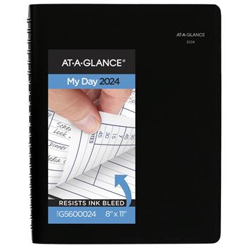 AT-A-GLANCE DayMinder Four-Person Group Daily Appointment Book, 7 7/8&quot; x 11&quot;, Black, 2023