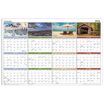 AT-A-GLANCE Seasons in Bloom Vertical/Horizontal Erasable Wall Planner, 24 in x 36 in, 2024