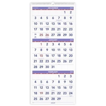 AT-A-GLANCE Vertical-Format Three-Month Reference Wall Calendar, 12 1/4 x 27, 2022-2023