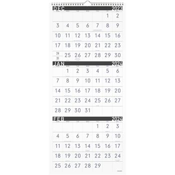 AT-A-GLANCE Contemporary Three-Monthly Reference Wall Calendar, 12&quot; x 27 1/8&quot;, 2022-2023