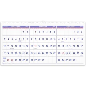 AT-A-GLANCE Horizontal-Format Three-Month Reference Wall Calendar, 23 1/2 x 12, 2023-2025