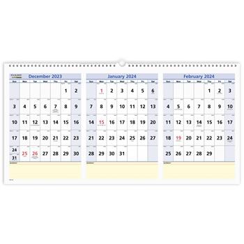 AT-A-GLANCE QuickNotes Three-Month Wall Calendar, Horizontal Format, 23 1/2&quot; x 12&quot;, 2021-2022