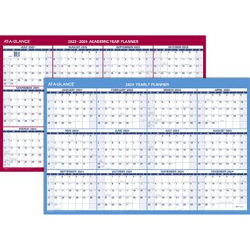 AT-A-GLANCE Horizontal Erasable Wall Planner, 36 x 24, Blue/White, 2023-2024