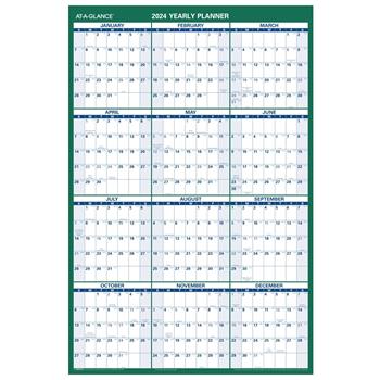 AT-A-GLANCE Vertical Erasable Wall Planner, 24 in x 36 in, 2024
