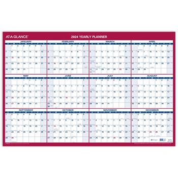 AT-A-GLANCE Vertical/Horizontal Wall Calendar, 12 Month, 24&quot; x 36&quot;, Jan 2024 - Dec 2024