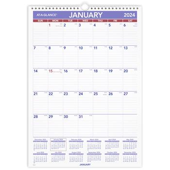 AT-A-GLANCE Monthly Wall Calendar with Ruled Daily Blocks, 12&quot; x 17&quot;, White, 2023