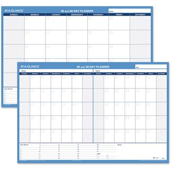 AT-A-GLANCE 30/60-Day Undated Horizontal Erasable Wall Planner, 36 x 24, White/Blue