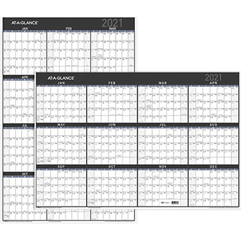 AT-A-GLANCE Contemporary Two-Sided Yearly Erasable Wall Planner, 36&quot; x 24&quot;, 2022