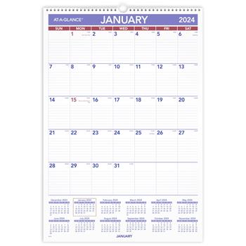 AT-A-GLANCE Monthly Wall Calendar with Ruled Daily Blocks, 15 1/2&quot; x 22 3/4&quot;, White, 2023