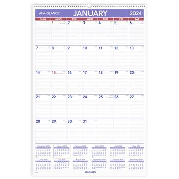 AT-A-GLANCE Monthly Wall Calendar with Ruled Daily Blocks, 20&quot; x 30&quot;, White, 2023