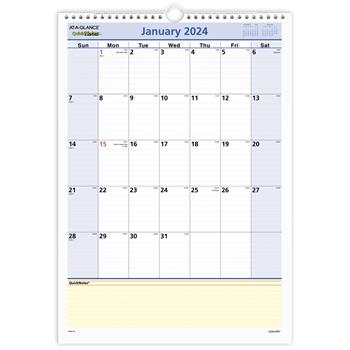 AT-A-GLANCE QuickNotes Wall Calendar, 12 Month, 12&quot; x 17&quot;, Jan 2024 - Dec 2024