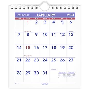 AT-A-GLANCE&#174; Mini Monthly Wall Calendar, 6 1/2&quot; x 7 1/2&quot;, White, 2022