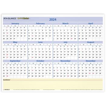 AT-A-GLANCE QuickNotes Mini Erasable Wall Planner, 16 in x 12 in, 2024