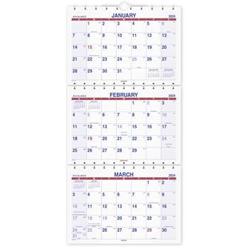 AT-A-GLANCE Move-A-Page Three-Month Wall Calendar, 12 in x 26 1/2 in, Move-A-Page, 2024