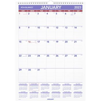 AT-A-GLANCE Erasable Wall Calendar, 12 in x 17 in, White, 2024