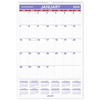 AT-A-GLANCE Erasable Wall Calendar, 15 1/2&quot; x 22 3/4&quot;, White, 2023