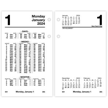 AT-A-GLANCE Financial Desk Calendar Refill, 3 1/2 x 6, White, 2024
