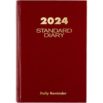 AT-A-GLANCE Standard Diary Recycled Daily Reminder, 12 Month, 5-3/4&quot; x 8-1/4&quot;, Red, Jan 2024 - Dec 2024