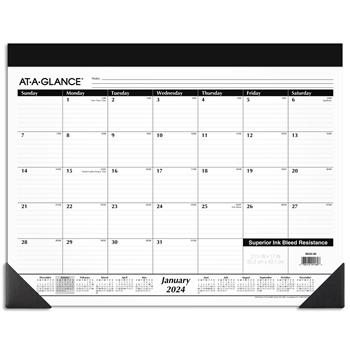 AT-A-GLANCE Monthly Refillable Desk Pad, 22 in x 17 in, White, 2024