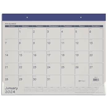 AT-A-GLANCE Fashion Color Desk Pad, 22 in x 17 in, Blue, 2024