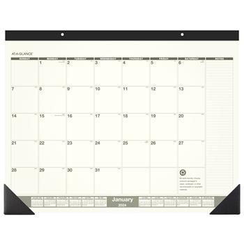AT-A-GLANCE Recycled Monthly Desk Pad, 22 in x 17 in, 2024