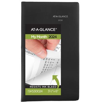 AT-A-GLANCE DayMinder Pocket-Sized Monthly Planner, 3 5/8 in x 6 1/16 in, Black, 2024