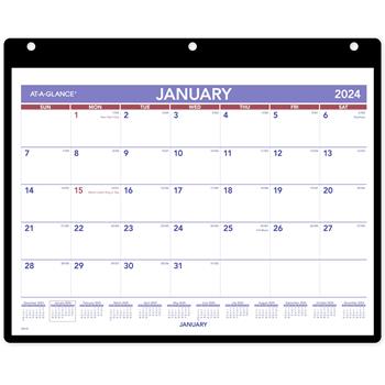AT-A-GLANCE Monthly Desk/Wall Calendar, 11 in x 8 1/4 in, White, 2024