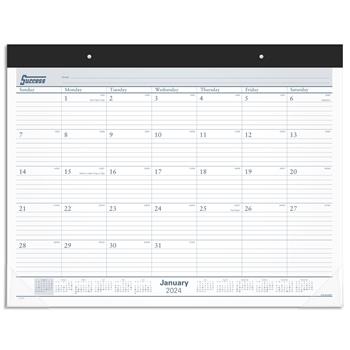 AT-A-GLANCE Desk Pad Calendar, 21.75 x 17, White, 2024