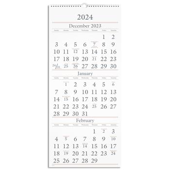 AT-A-GLANCE Three-Month Reference Wall Calendar, 12 in x 27 in, 2024