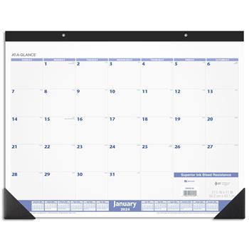 AT-A-GLANCE Desk Pad, 22 in x 17 in, White, 2024