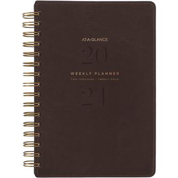 AT-A-GLANCE Signature Collection Distressed Brown Weekly Monthly Planner, 5 3/4 in x 8 1/2 in, 2024