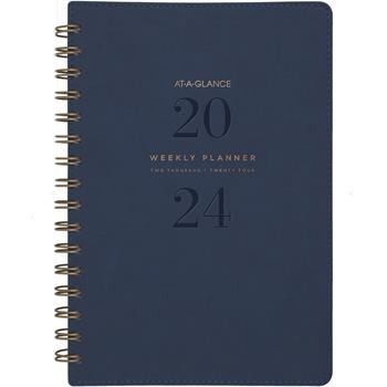 AT-A-GLANCE Signature Collection Weekly/Monthly Planner, 12 Month, 5-3/8&quot; x 8-1/2&quot;, Firenze Navy, Jan 2024 - Dec 2024