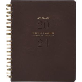 AT-A-GLANCE Signature Collection Distressed Brown Weekly Monthly Planner, 8 3/4&quot; x 11&quot;, 2023