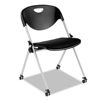 Alera SL Series Nesting Stack Chair with Casters, Black, 2/Carton