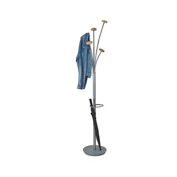 Alba Modern Coat Stand, 5 Hooks, Umbrella Stand, Gray/Tan