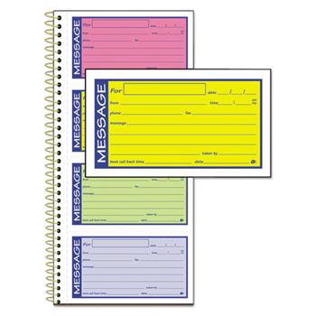 Adams Wirebound Telephone Message Book, Two-Part Carbonless, 200 Forms