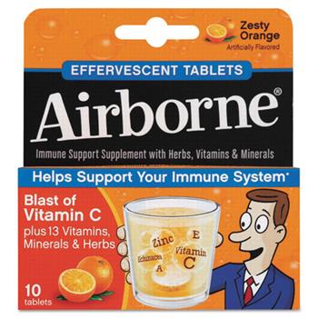 Airborne Immune Support Effervescent Tablet, Orange, 10/BX, 72 BX/CT