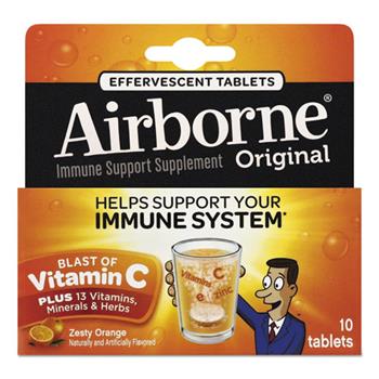 Airborne Immune Support Effervescent Tablet, Zesty Orange, 10/Box