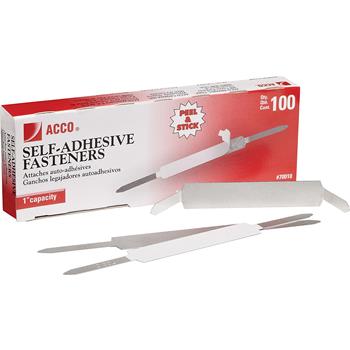 ACCO Self-Adhesive Paper File Fasteners, One Inch Capacity, 100/Box