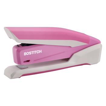 Bostitch InCourage Spring-Powered Desktop Stapler, 20 Sheet Capacity, Pink/White