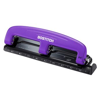 PaperPro EZ Squeeze Three-Hole Punch, 12-sheet Capacity, Purple and Black