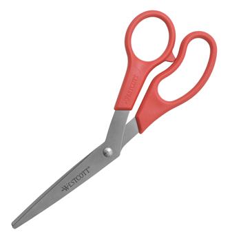 Westcott Value Line Stainless Steel Shears, 8&quot;, Bent, Red