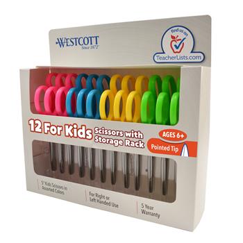 Westcott&#174; Soft Handle Kids Scissors, 5&quot; Pointed, 12/Pack