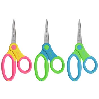 Westcott Soft Handle Kids Scissors, Antimicrobial Protection, 5 in, Pointed, Assorted Colors