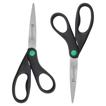 Westcott KleenEarth Recycled Scissors, 8 in, Pointed, Black, 2/Pack