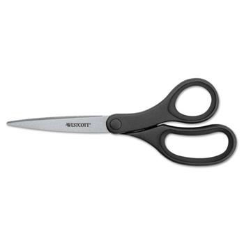 Westcott KleenEarth Basic Plastic Handle Scissors, 9 in, Pointed, Black