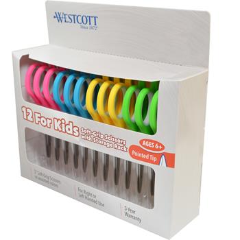Westcott&#174; Soft Handle Kids Scissors, 5 in. Pointed, 12/Pack

