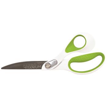 Westcott Carbo Titanium Bonded Scissors, 9 in, Bent Handle, White/Green
