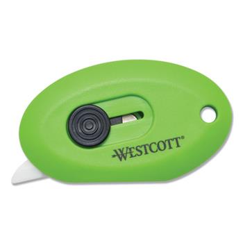 Westcott&#174; Compact Safety Ceramic Blade Box Cutter, 2 1/4&quot;, Retractable Blade, Green